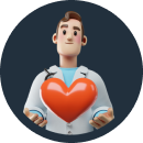 doctor presenting a heart cake