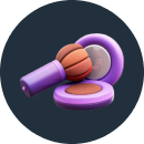 A beautifully decorated cake with makeup-themed decorations for a makeup artist.